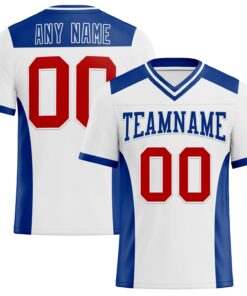 Custom White Red-Royal Mesh Authentic Football Jersey