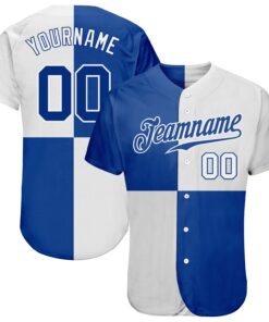 Custom White Royal 3D Pattern Design Multicolor Authentic Baseball Jersey
