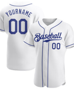 Custom White Royal Authentic Baseball Jersey