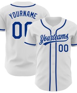 Custom White Royal Authentic Baseball Jersey