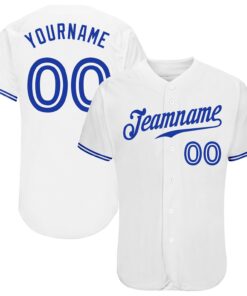 Custom White Royal Authentic Baseball Jersey