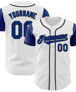 Custom White Royal-Black Authentic Two Tone Baseball Jersey