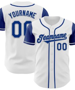 Custom White Royal-Gray Authentic Two Tone Baseball Jersey