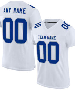 Custom White Royal-Gray Mesh Authentic Football Jersey