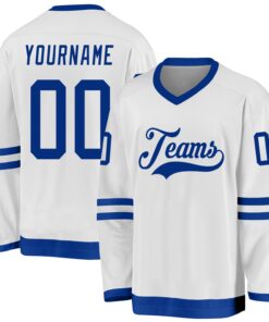 Custom White Royal Hockey Jersey