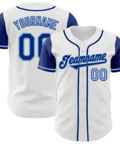 Custom White Royal-Light Blue Authentic Two Tone Baseball Jersey