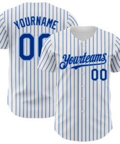 Custom White (Royal Light Blue Pinstripe) Royal-Light Blue Authentic Baseball Jersey
