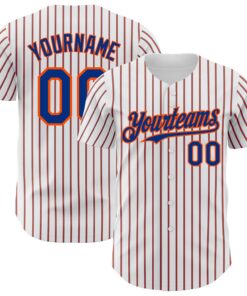 Custom White (Royal Orange Pinstripe) Orange-Royal Authentic Baseball Jersey