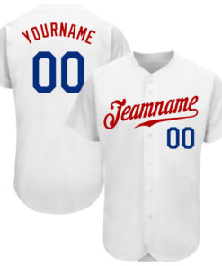 Custom White Royal-Red Authentic Baseball Jersey