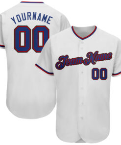 Custom White Royal-Red Authentic Baseball Jersey