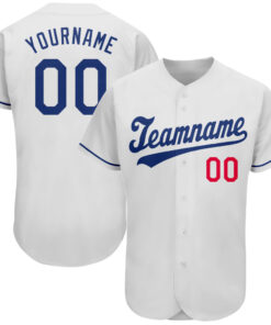 Custom White Royal-Red Authentic Baseball Jersey