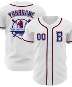 Custom White Royal-Red Authentic Baseball Jersey