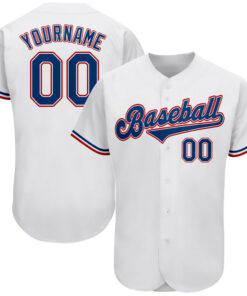 Custom White Royal-Red Authentic Baseball Jersey