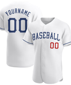 Custom White Royal-Red Authentic Baseball Jersey