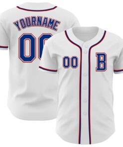 Custom White Royal-Red Authentic Baseball Jersey