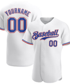 Custom White Royal-Red Authentic Baseball Jersey