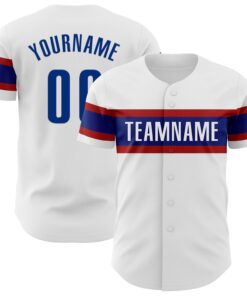 Custom White Royal-Red Authentic Baseball Jersey