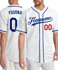 Custom White Royal-Red Authentic Baseball Jersey