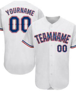 Custom White Royal-Red Authentic Baseball Jersey