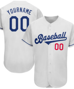Custom White Royal-Red Authentic Baseball Jersey