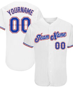 Custom White Royal-Red Authentic Baseball Jersey