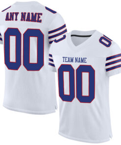 Custom White Royal-Red Mesh Authentic Football Jersey