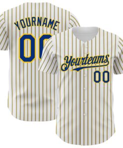 Custom White (Royal Yellow Pinstripe) Royal-Yellow Authentic Baseball Jersey