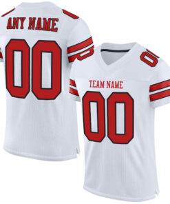 Custom White Scarlet-Black Mesh Authentic Football Jersey