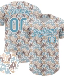 Custom White Shadow Blue 3D Pattern Design Abstract Spots Authentic Baseball Jersey