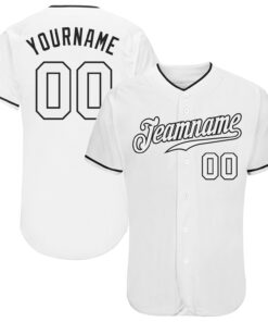 Custom White White-Black Authentic Baseball Jersey