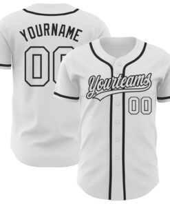 Custom White White-Black Authentic Baseball Jersey