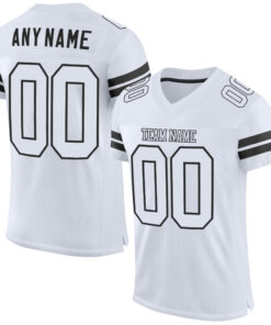 Custom White White-Black Mesh Authentic Football Jersey