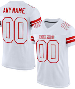 Custom White White-Red Mesh Authentic Football Jersey