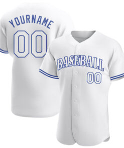 Custom White White-Royal Authentic Baseball Jersey