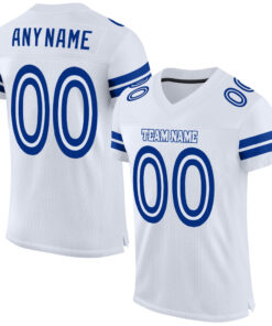 Custom White White-Royal Mesh Authentic Football Jersey