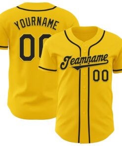 Custom Yellow Black Authentic Baseball Jersey