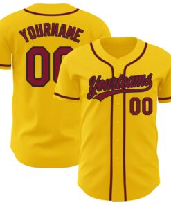 Custom Yellow Crimson-Black Authentic Baseball Jersey