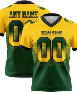 Custom Yellow Green-Black Mesh Authentic Gradient Square Shape Flag Football Jersey
