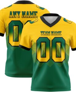 Custom Yellow Kelly Green-Black Mesh Authentic Gradient Square Shape Flag Football Jersey
