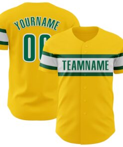 Custom Yellow Kelly Green-White Authentic Baseball Jersey