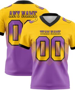 Custom Yellow Medium Purple-Black Mesh Authentic Gradient Square Shape Flag Football Jersey