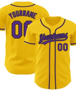 Custom Yellow Purple-Black Authentic Baseball Jersey