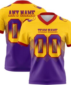 Custom Yellow Purple-Red Mesh Authentic Gradient Square Shape Flag Football Jersey