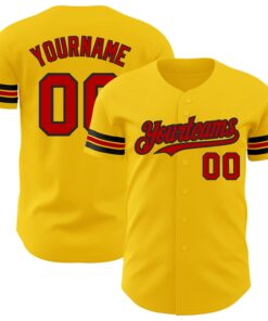 Custom Yellow Red-Black Authentic Baseball Jersey