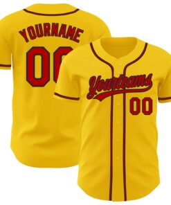 Custom Yellow Red-Black Authentic Baseball Jersey
