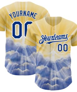 Custom Yellow Royal-White 3D Pattern Design Religion Jesus Christ Authentic Baseball Jersey
