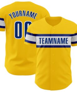 Custom Yellow Royal-White Authentic Baseball Jersey