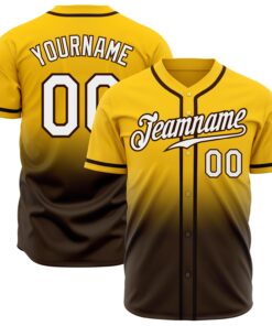 Custom Yellow White-Brown Authentic Fade Fashion Baseball Jersey