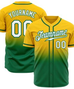 Custom Yellow White-Kelly Green Authentic Fade Fashion Baseball Jersey