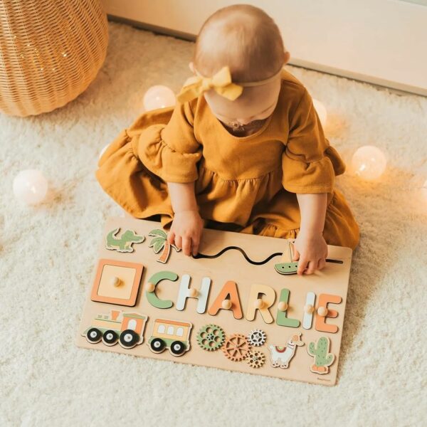 Personalized Montessori Busy Board Puzzle for Babies - Image 8